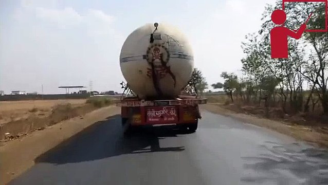 Funny Video: Tanker Loses Control In Tight Traffic