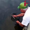 Funny Video: Guy Catches Huge Bass With His Hands!