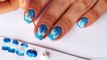 Китайская роспись ногтей. Маникюр голубые цветы - One Stroke Flower Nail Art