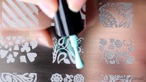 Новогодний маникюр со стемпингом в голубых тонах - Blue Stamping Nail Art