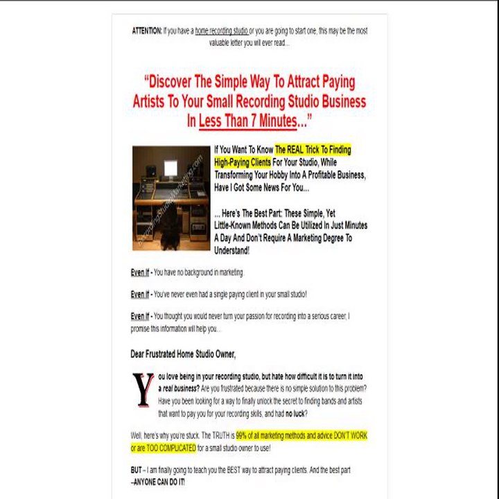 7 Minute Marketing For Recording Studios