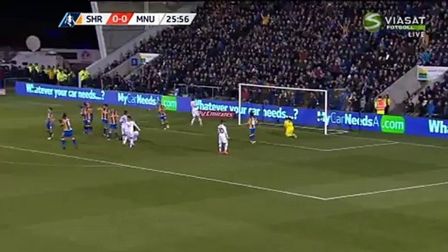 Memphis Depay Free-Kick Hits Anthony Martial Face - Shrewsbury vs Manchester United FA CUP 22.02.2016 HD