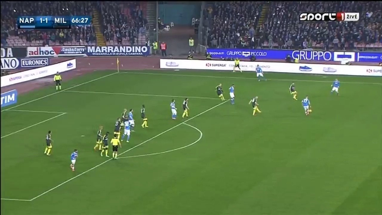 Dries Mertens Incredible Hits The Post - Napoli 1-1 AC Milan 22.02.2016 HD