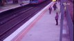 Australian man narrowly avoids being hit by speeding train