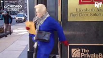 Strong Winds In Chicago Almost Blow A Lady Away
