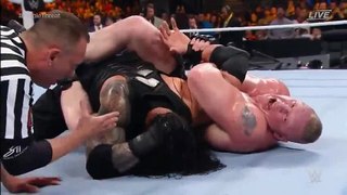 Roman Reigns Picks Up Lesnar in the Air with his arm. Roman is most powerful wrestler