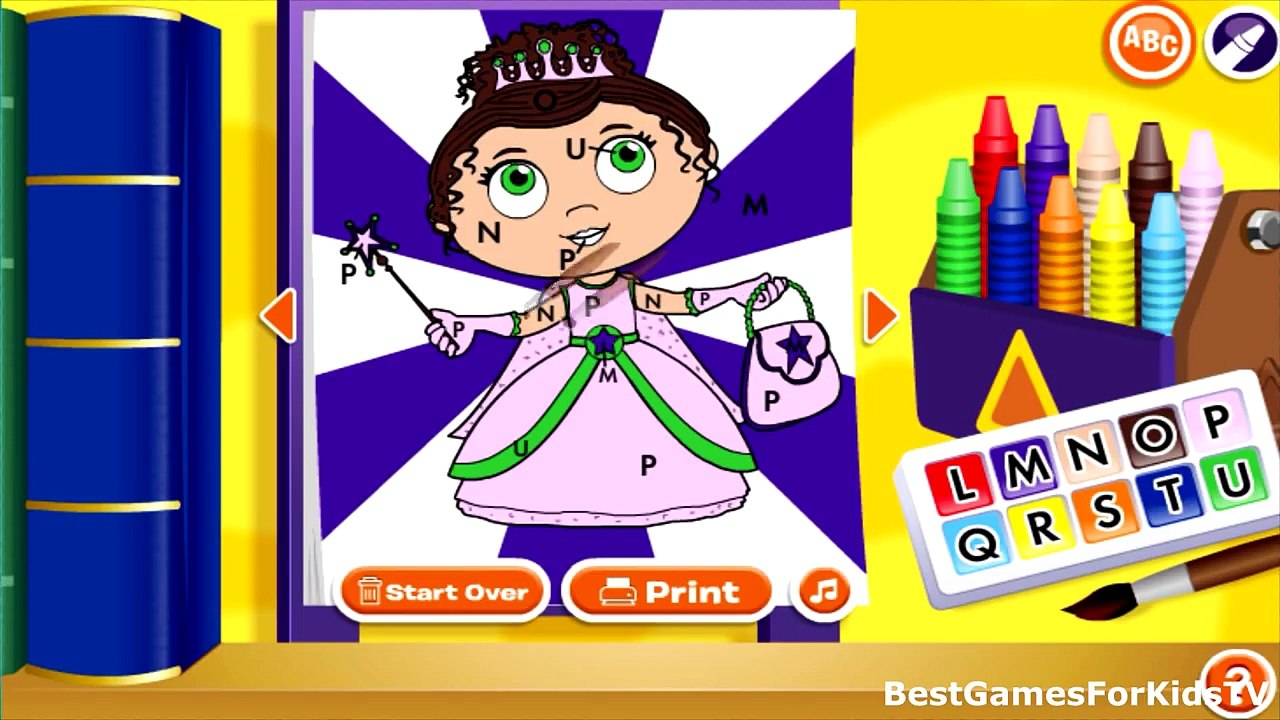 Super Why! Alpha Pigs Paint By Letter Kids Video HD Children Movie TV - Fun Games
