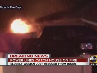 Power lines catch house on fire in Phoenix