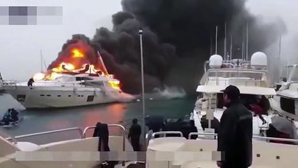 Russian businessman's £4m super yacht bursts into flames in freak fireball incident