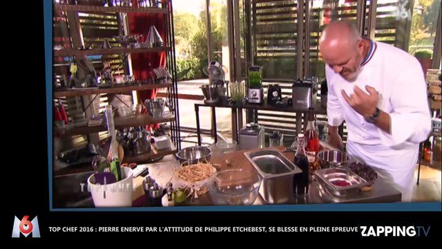 Top Chef 2016 : Pierre énervé par l'attitude de Philippe Etchebest, se blesse en pleine épreuve (Vidéo)