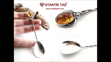 KEHRİBAR TAŞLI GÜMÜŞ KAŞIK