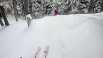 Kayakçılar Karda Leopar Görünce Ne Yapacaklarını Şaşırdılar