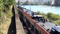 Züge und Schiffe bei Assmannshausen, 101, 2x 152, SBB Cargo Re482, MRCE 185, 2x DB 185, 5x 428
