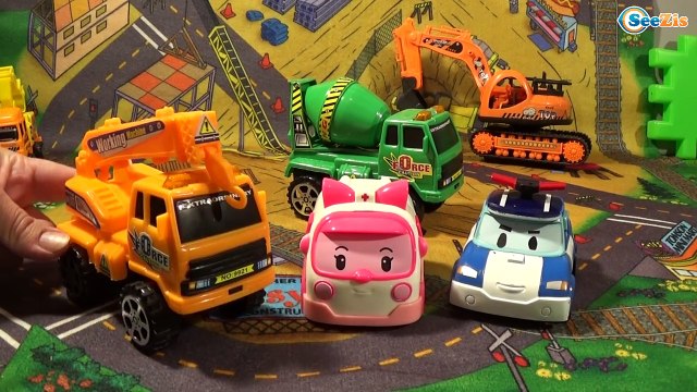 Мультики про Машинки: Бетономешалка Грузовик Кран Трактор и Робокар Поли Детская Площадка