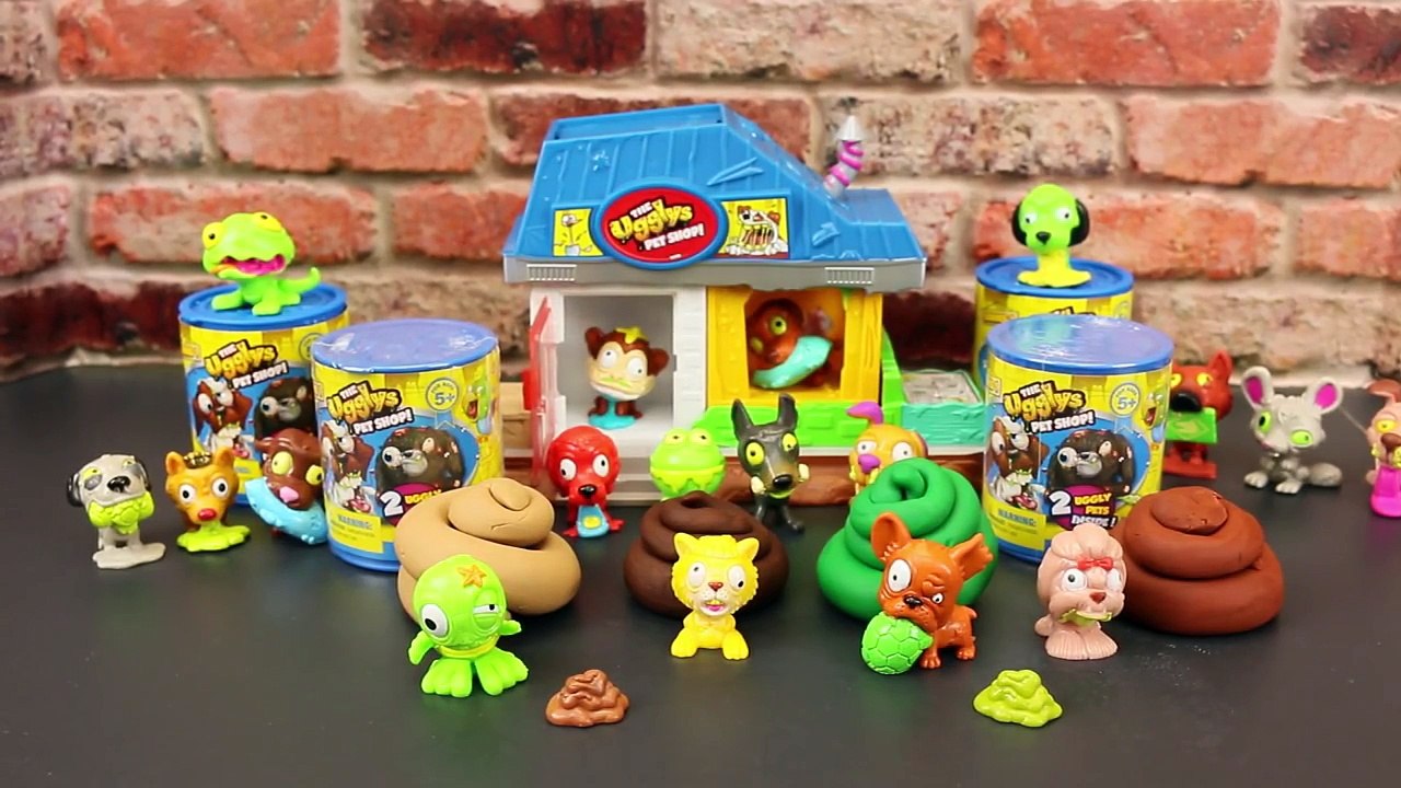 PLAY DOH POOP SURPRISE TOYS!!!The Ugglys Pet Shop Blind Bags Cans & Dog Poop with Shopkins
