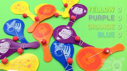 Learn Colours and to Count with Animals Racket Balls Toys! Funny Learning Contest!