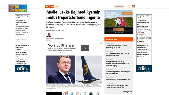 Le Premier Ministre danois surpris sur un vol Ryanair