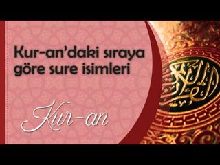 Kurandaki sıraya göre sure isimleri - Sorularla İslamiyet