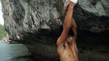 'Spiderman' Climbs At Rock Cliff - Ha Long Bay Viet Nam | Deep Water Soloing