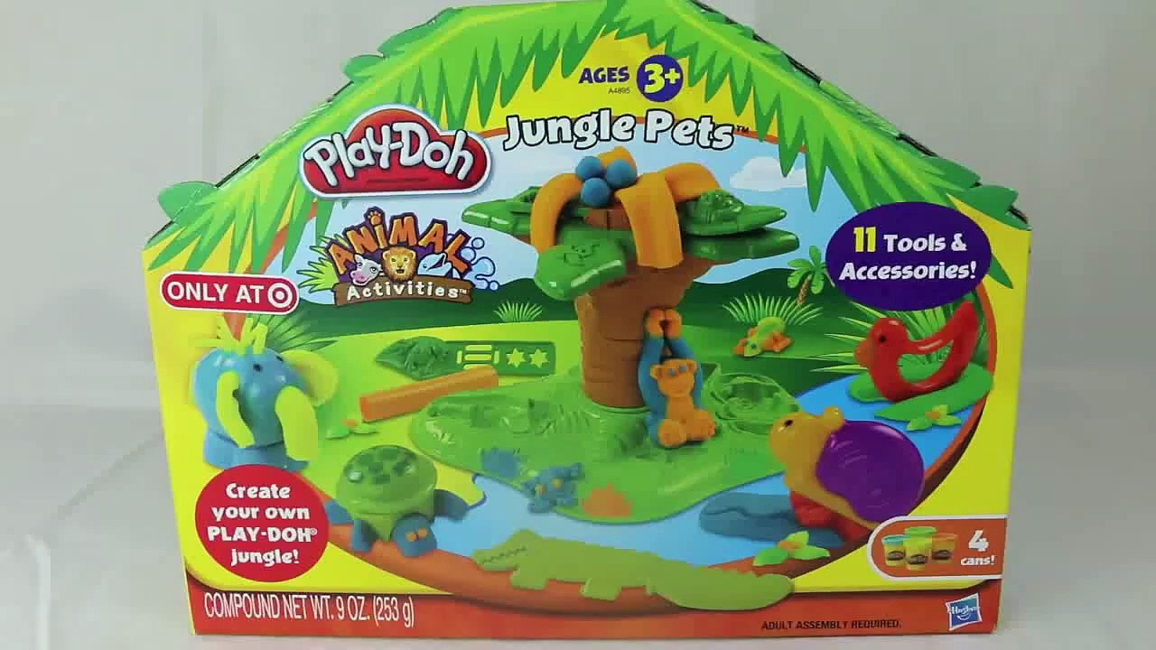Play Doh Jungle Pets Animal Activities Play-Doh Elephant, Turtle, Monkey Animal Playdough Set
