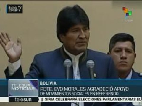 Agradece Evo Morales a movimientos sociales apoyo al Si en La Paz
