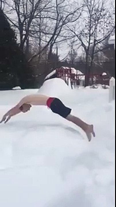 This dude is crazy !  Man jumping in the snow  Funny Videos 2016