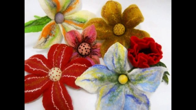 Цветы из валяной шерсти