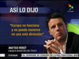 Italia: critica Matteo Renzi división en temas torales de la UE