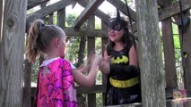 Kid Superheroes 1 - Superhero Fights - Darth Vader Vs Ironman with, Batgirl, and BARBIE SUPERHERO!