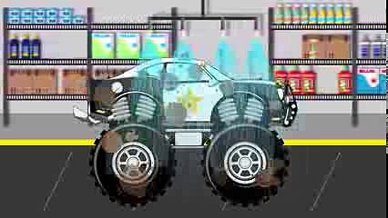 Police Car Wash Monster Truck  videos For Children  videos for kids