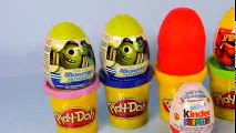 Play Doh Kinder Surprise Eggs Spiderman Disney Pixar Monsters University Egg Toys Play Dough