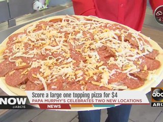 Score large one topping pizza for $4