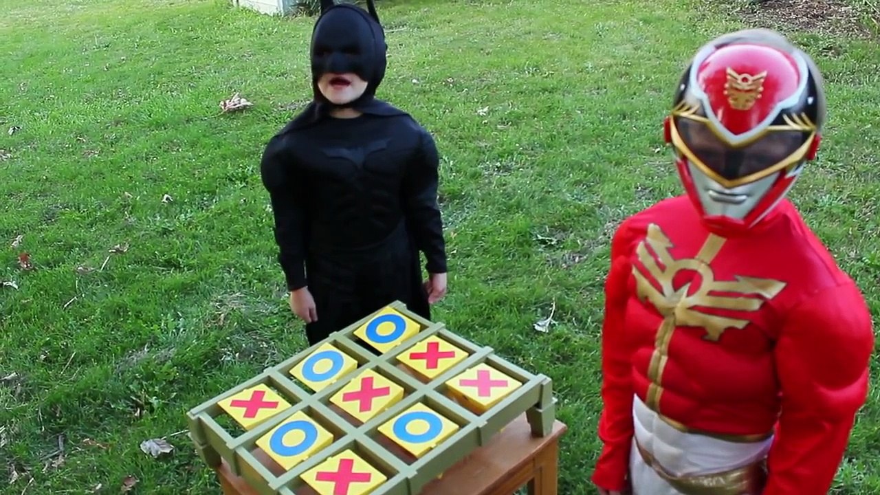 Catwoman Vs Batman Vs Red Power Ranger | Tic-Tac-Toe | Real Life Kid Superhero Battle