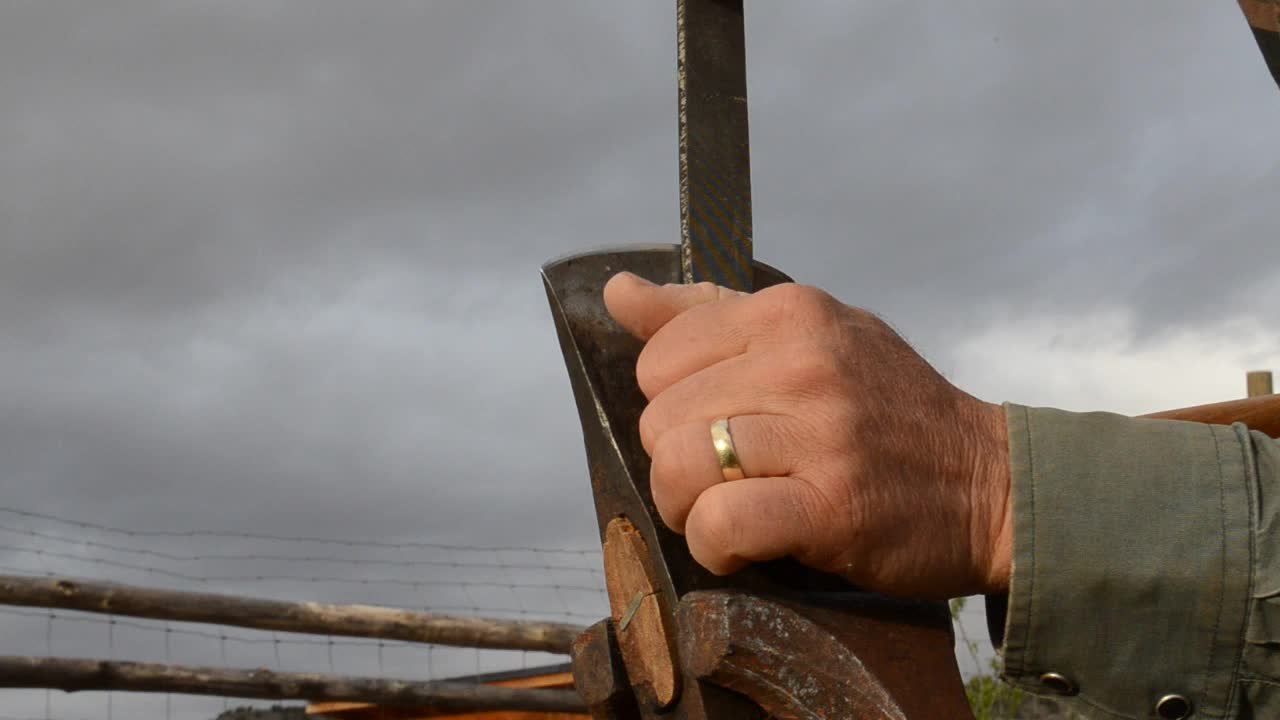 Filing an Axe Blade