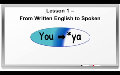 English Success - Lesson 1  From Written English to Spoken-you becomes ya. Practice exercises.