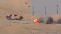 Video of ISIS suicide car being blown up by missile in Syria