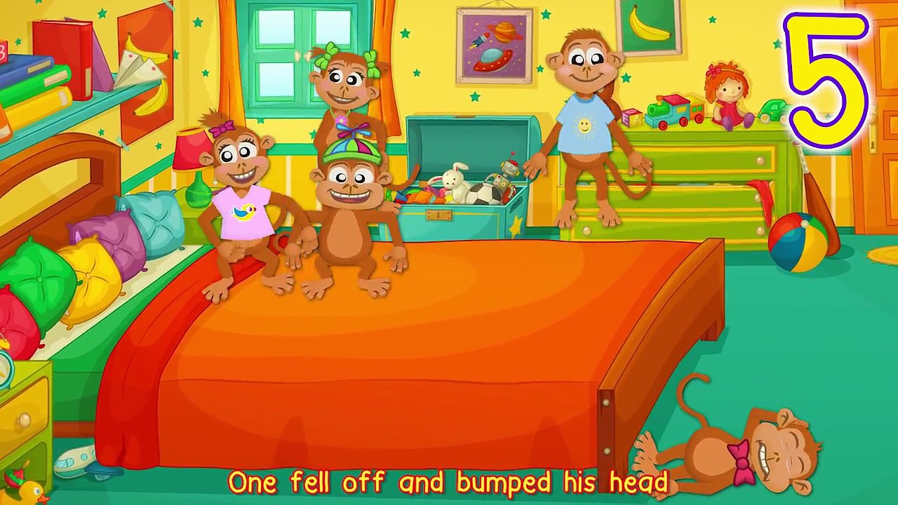 Five Little Monkeys Jumping on the Bed | Children nursery rhymes!