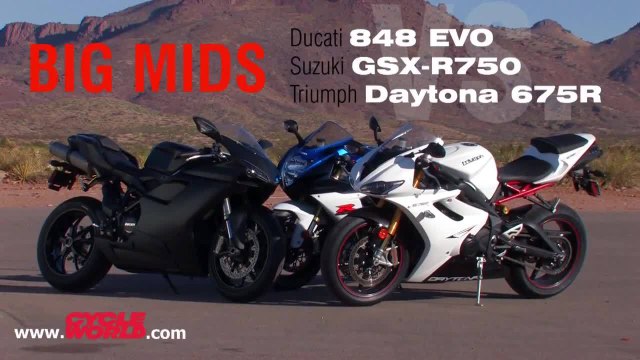 Big Mids Shootout: Ducati 848 EVO vs Suzuki GSX-R750 vs Triumph Daytona 675R