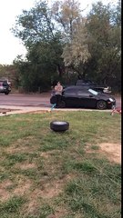 3 car airbags + 1 wheel = One smashed civic!!!