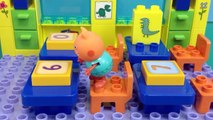 Peppa Pig Toys School Construction Set with Candy Cat Emily Elephant and Madame Gazelle Stop Motion