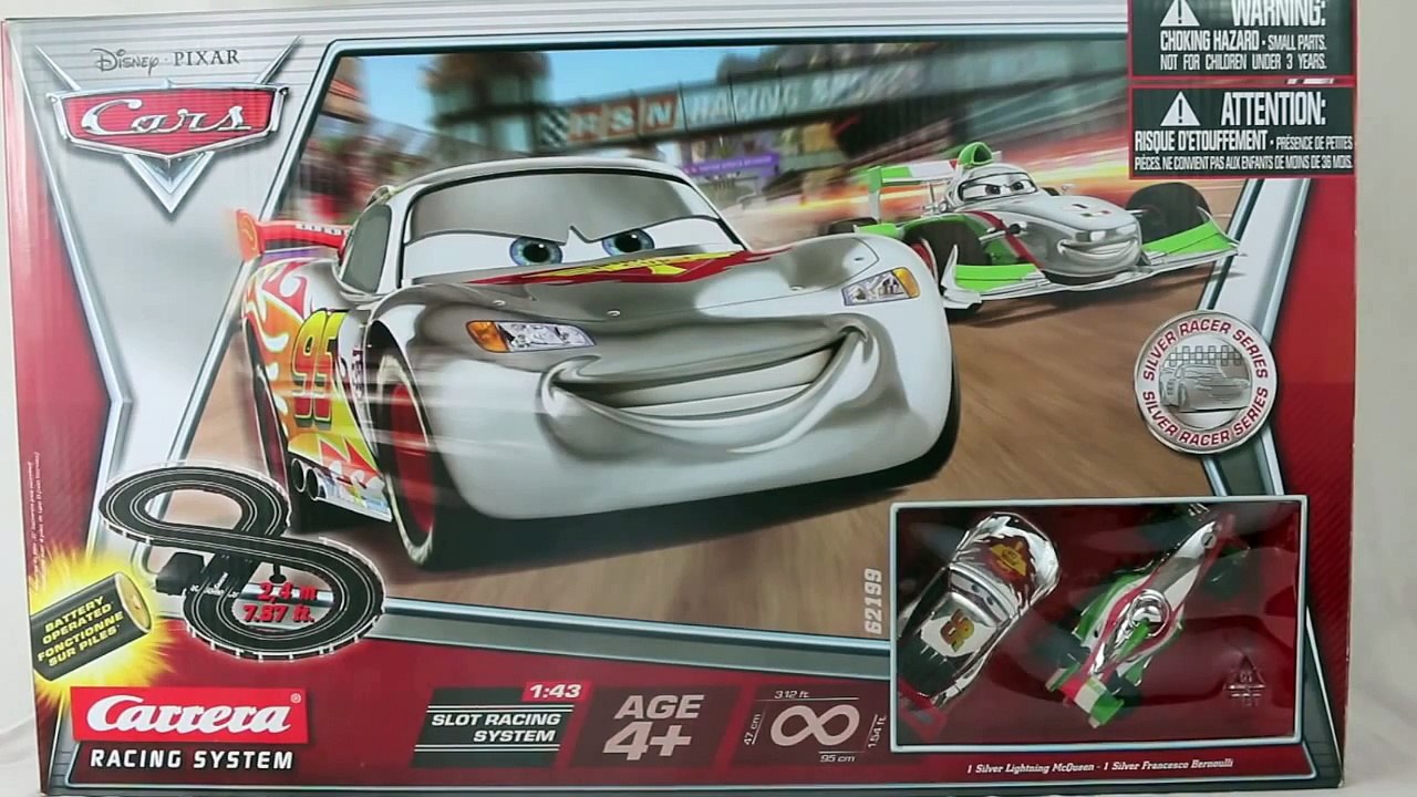 Cars 2 Silver Racer Slot Racing Track Lightning McQueen Carrera Racing System Piston Cup