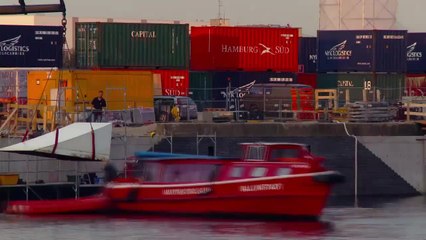 Kicker over Tourist Boat in Hamburg, Germany