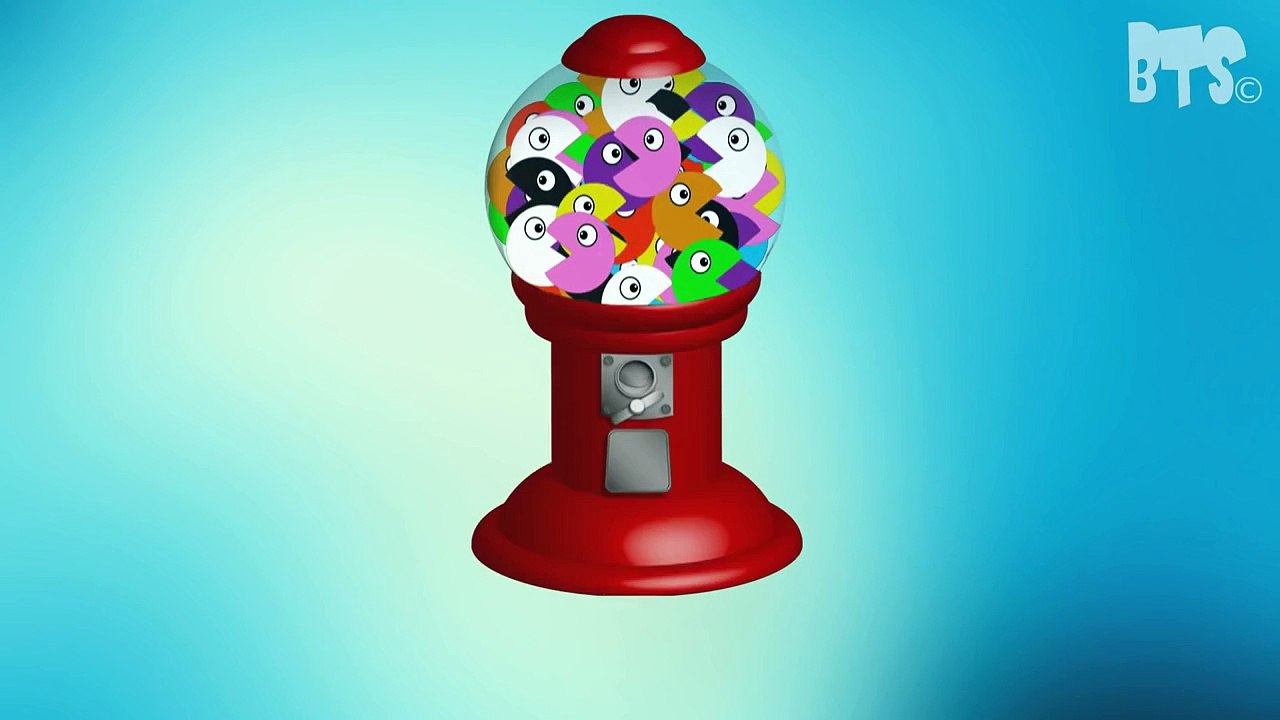 Colors for Children to Learn with Pacman Cartoon Gumball Machine Colours for Kids Learning