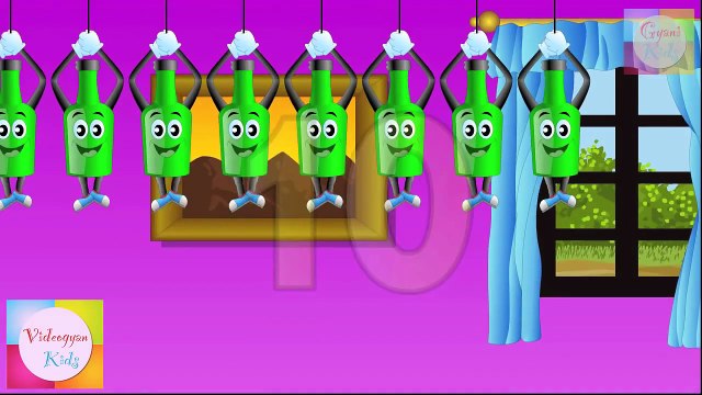 Ten Green Bottles(10 Green Bottles) Nursery Rhyme | Kids Animation Rhymes Songs