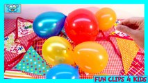 Popping balloons in slow motion birthday party with toys minions spongebob toy story simps