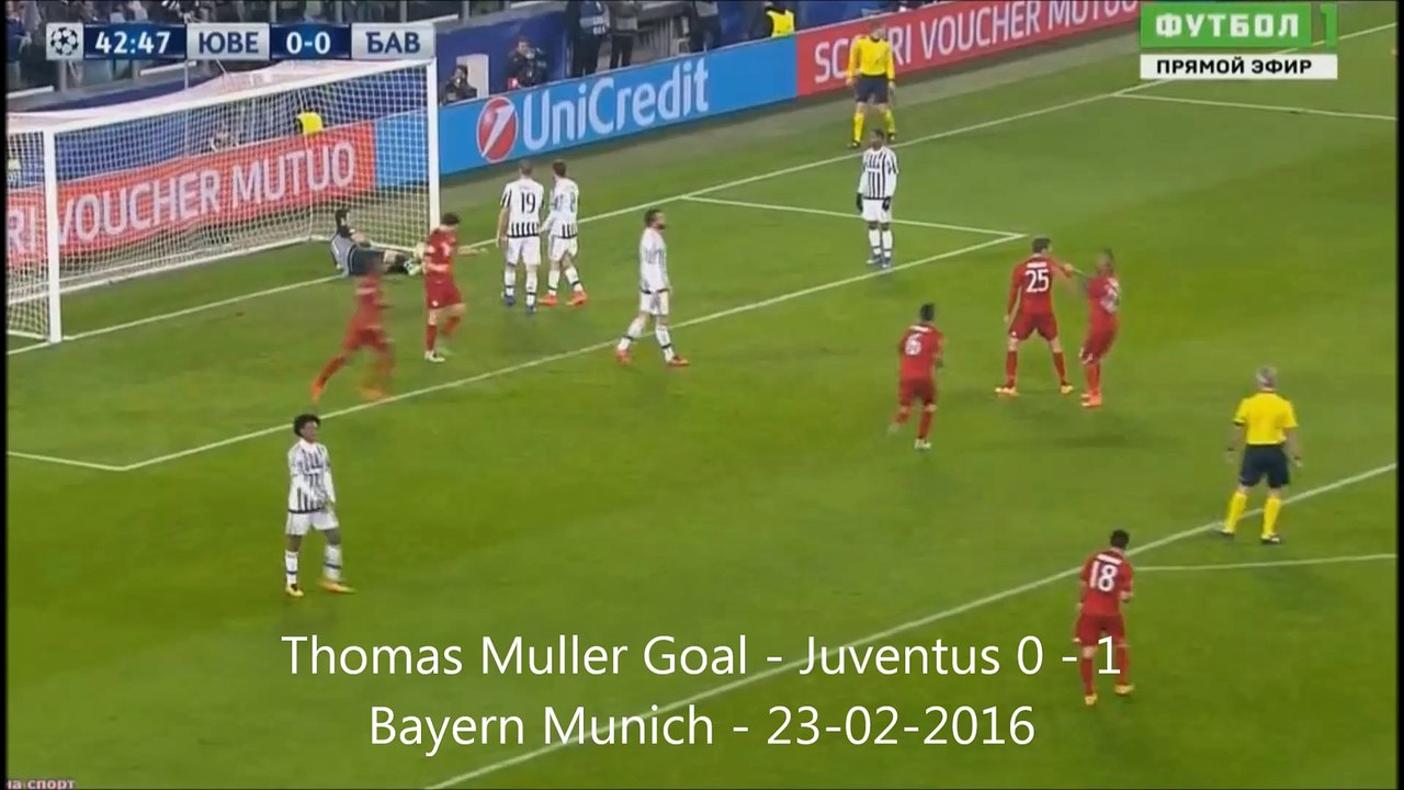 Thomas Muller Goal - Juventus 0 - 1 Bayern Munich highlights - 23-02-2016 HD