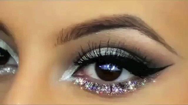 вечерний макияж глаз с блестками
