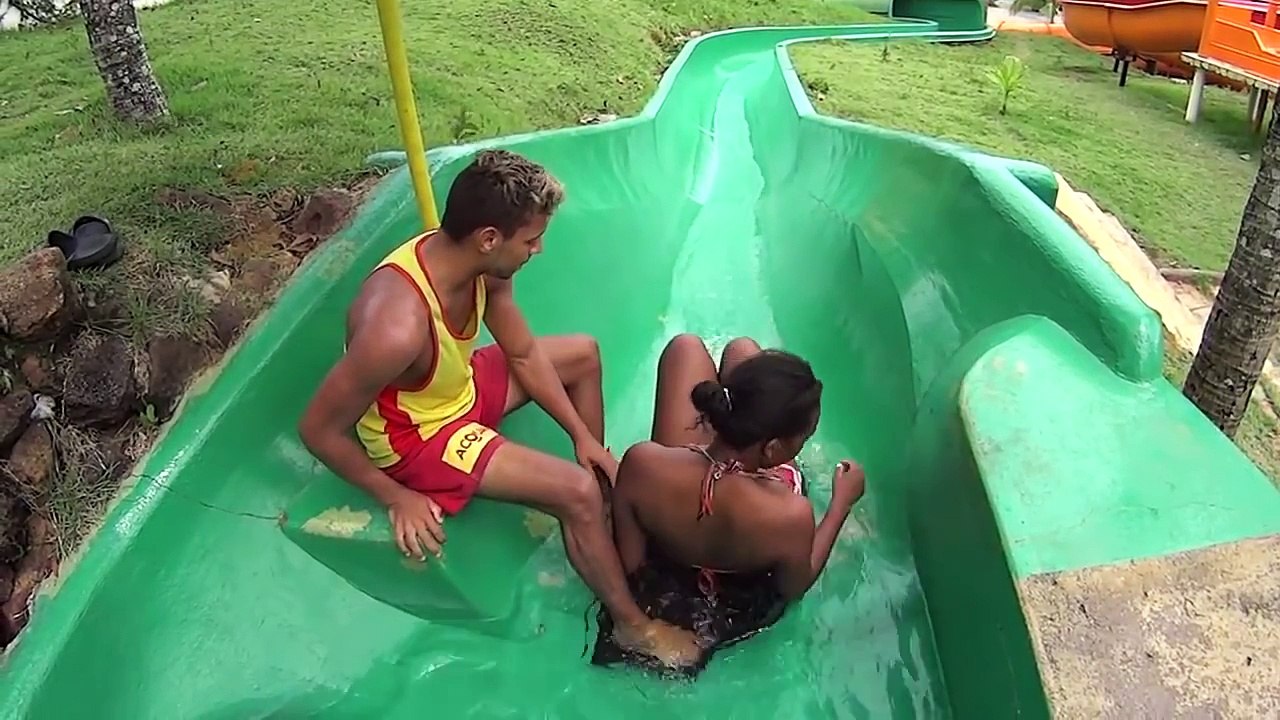 Orange Water Slide at Acquamania​​​​ _ Green Water Slide at Acquamania - Blue-Kroc Water Slide