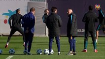 FC Barcelona training session: Final training session before the visit of Roma