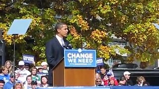 Obama closing out speech before 100,000 in Denver 10/26/08